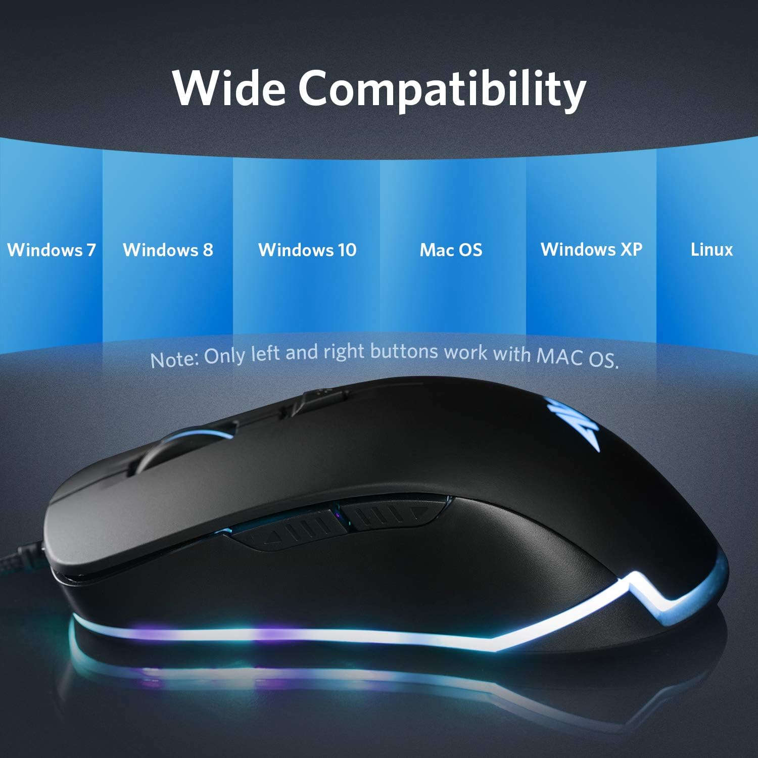 ABKONCORE AM8 Gaming Mouse [3200 DPI], Programmable Mouse, Wired Ergonomic USB Computer Mouse for PC, Laptop, Mac (AM8): Computers & Accessories