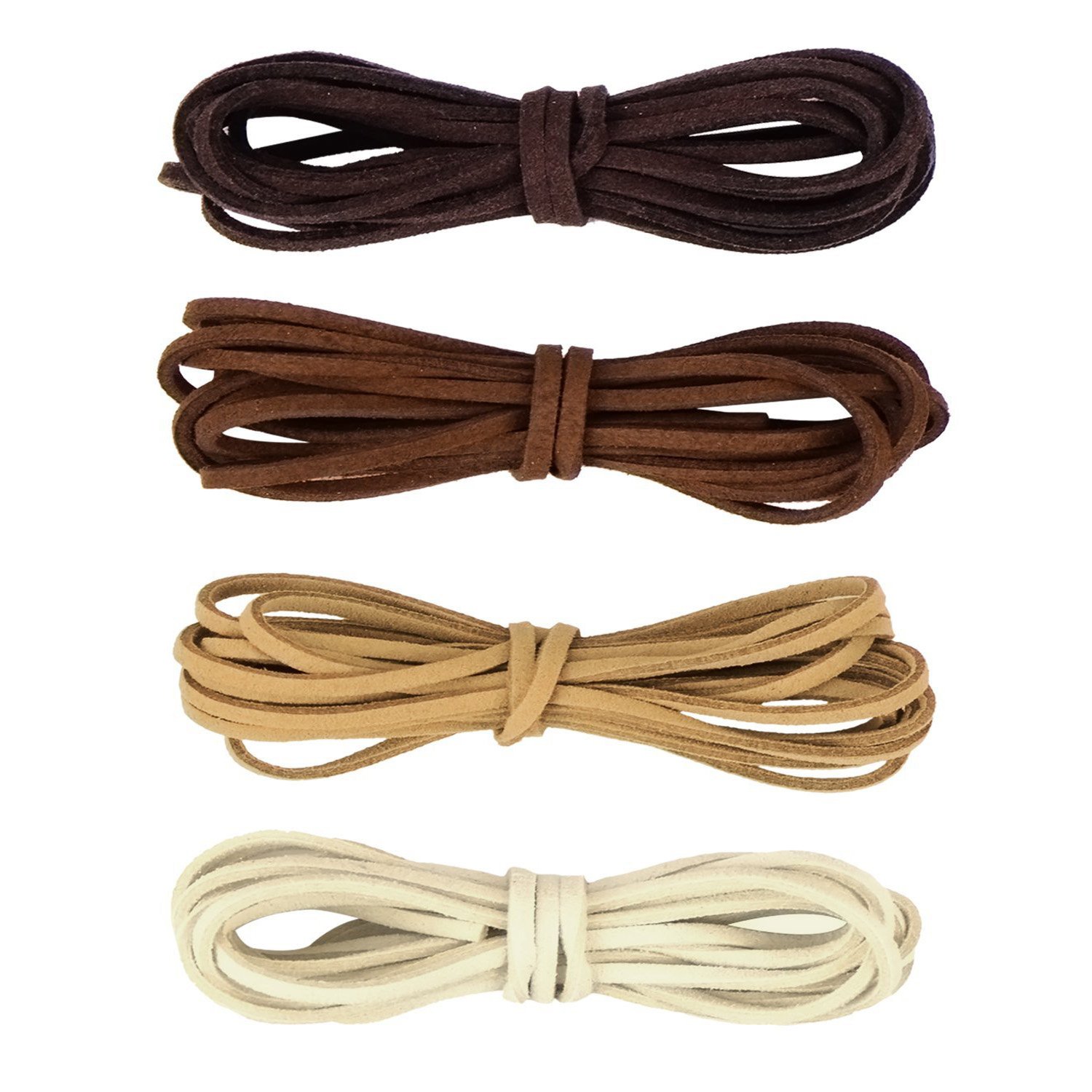 Whaline 2mm x 2m Leather Cord String for Bracelet Necklace Beading DIY Jewelry Handmade Crafts, 4 Pieces, 4 Colors