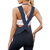Mippo Workout Tops for Women Open Back Shirts Cropped Athletic Yoga Tank Tops Gym Clothes