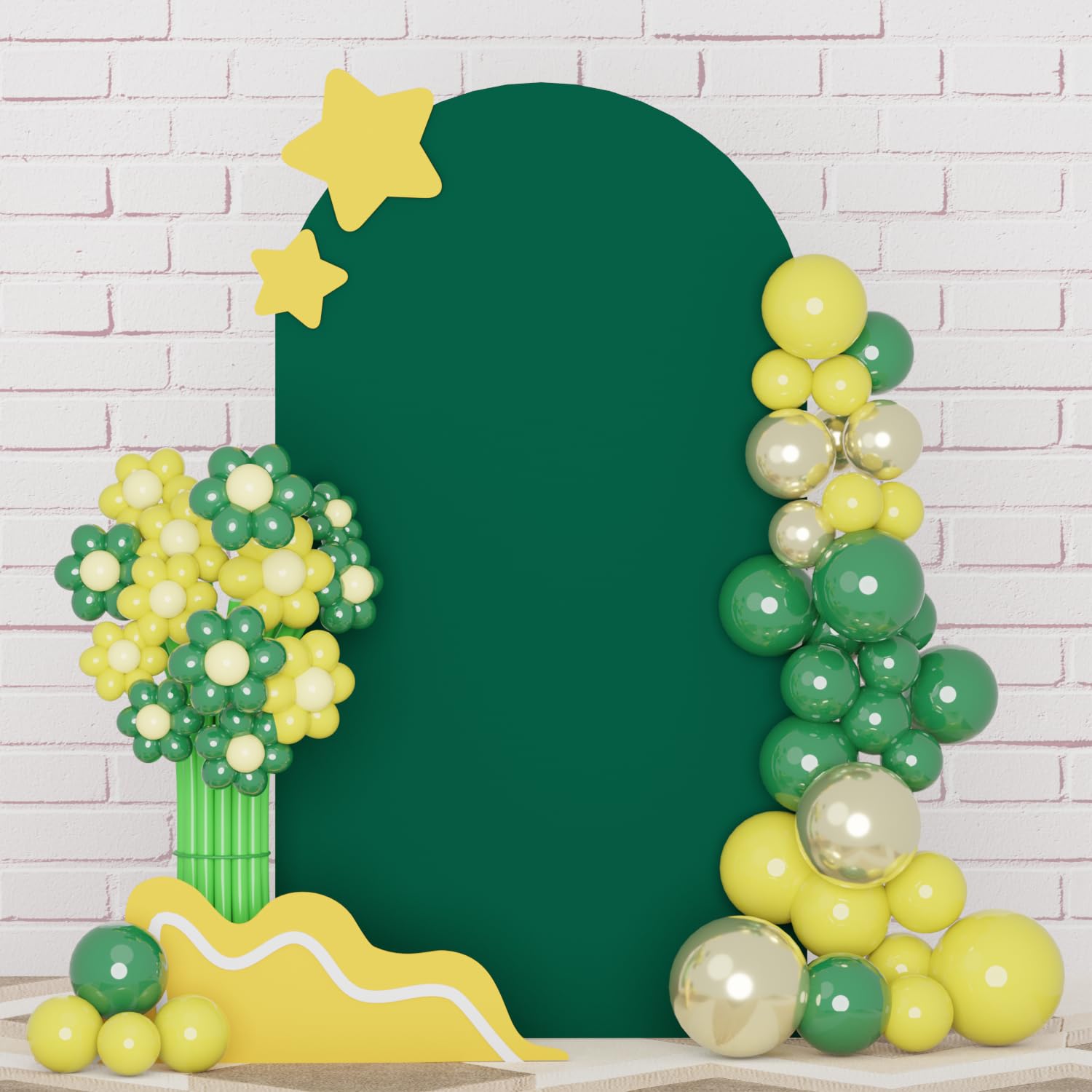 Photo 1 of FUHSY 6ft Arch Cover Spandex Arch Stand Cover Dark Green Arch Covers Stretchy Backdrop Arches Panels Backdrop Chiara Wall Round Top Wedding Arched Back Drop Stand Covers for Birthday Balloon Decor