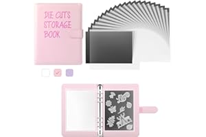 Die Cut Storage, KKJCXY 20 Pcs Magnetic Sheets for Dies Storage with 1 Pocket Folder, Storage Stamp and Die Storage Pockets Die Cut Storage for Card Making Supplies, Pink