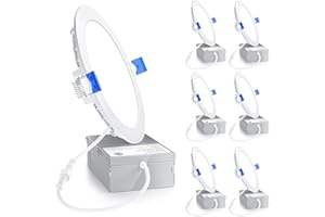 Ensenior 6 Pack 6 Inch LED Recessed Light, Dimmable, 5000K Daylight, 1200LM High Brightness, 12W 120V, 2 Pin, ERL-12X-ETL, Damp Rated, Ultra-Thin Canless Wafer Ceiling Light - ETL & FCC & IC