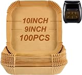 BYKITCHEN 100pcs Air Fryer Liners 9 Inch Square Nonstick Parchment Paper
