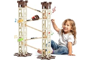HUNLOOT Marbles for Kids，Marble Runs for Kids 4-8 with Music Mold,Marble Maze,Construction Building Toys,Gifts Toys for 3,4,5,6,7 Years Old Boys & Girls （A)
