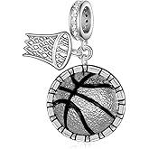 Basketball Hoop Sports Charms for Bracelets 925 Sterling Silver Basketball Jewelry Sports Charms Jewelry Gifts for Women Men