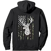 Deer Hunting Whitetail Hunter Buck Camo American Flag USA Pullover Hoodie