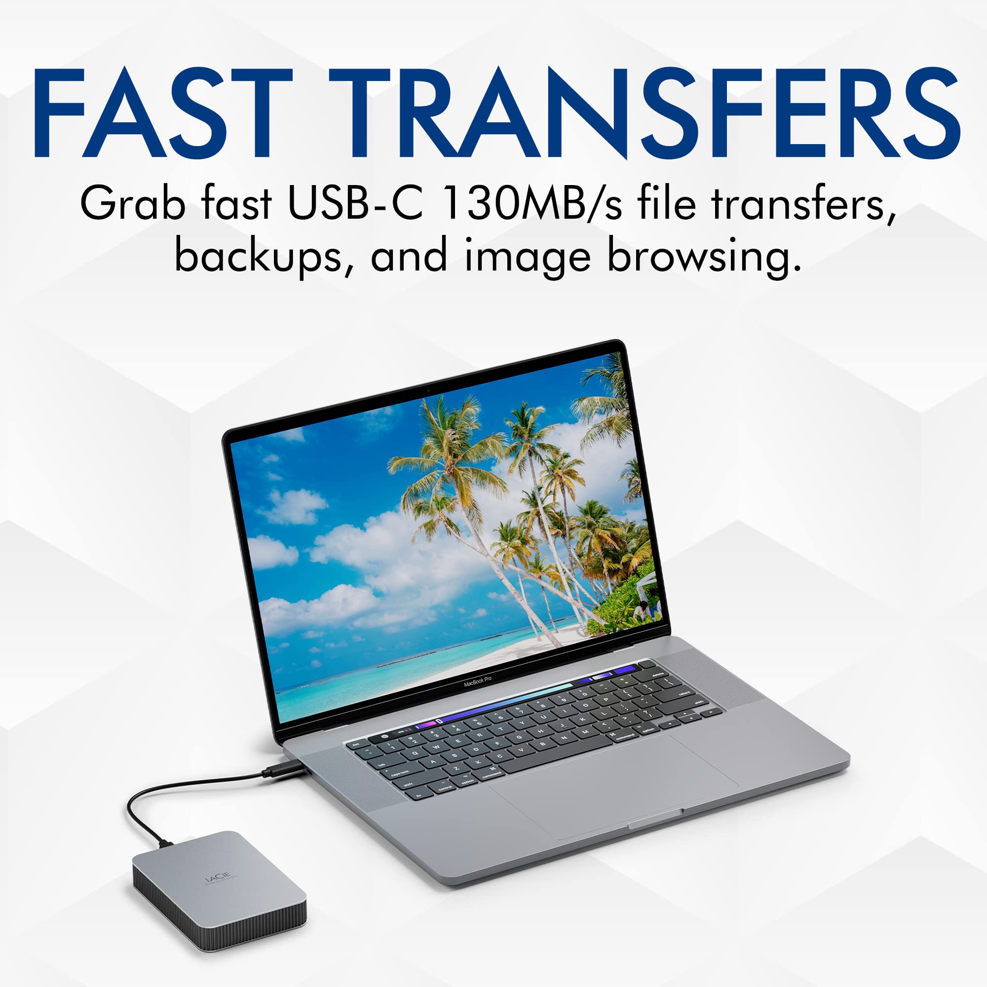 LaCie Mobile Drive 1TB, Draagbare Externe harde schijf, voor pc en Mac,USB-C 3.2, gerecyclede materialen, inclusief Adobe All Apps, Zilver, Data Rescue Service (STLP1000400)