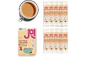 JOI Oat Milk Coffee Creamer, Hazelnut. 10ct Biodegradable Single Serves. Non-Dairy, Functional Prebiotic Superfood, Vegan, Dairy Free, Plant Based, Kosher, Non-GMO, Shelf-Stable, Barista, Fortified with Calcium. Use in Coffee or Protein Shakes. Travel Packs. Low Sugar. Contains Organic, Glyphosate-free Oats and Avocado oil. Zero Gums, Perservatives, or Seed Oils.