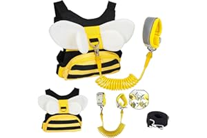 MTOMUYA Toddler Harness with Anti Lost Wrist Link - 3-in-1 Baby Safety Leash Backpack, Adjustable Kids Walking Belt with Pock