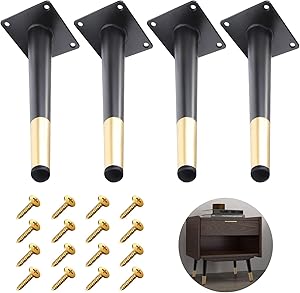 4Pcs 8 Inch Furniture Legs TV Cabinet sofa Legs QM-STVR tall sleek Tapered leg Matte black gold for table Sofa Dresser Coffee Table TV Stand Side Stool Chair Leg brass table legs Living room Furniture