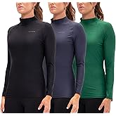 DEVOPS 3 Pack Women's Compression Shirt Dry Fit Turltle Neck Long Sleeve Running Athletic T-Shirt Workout Tops