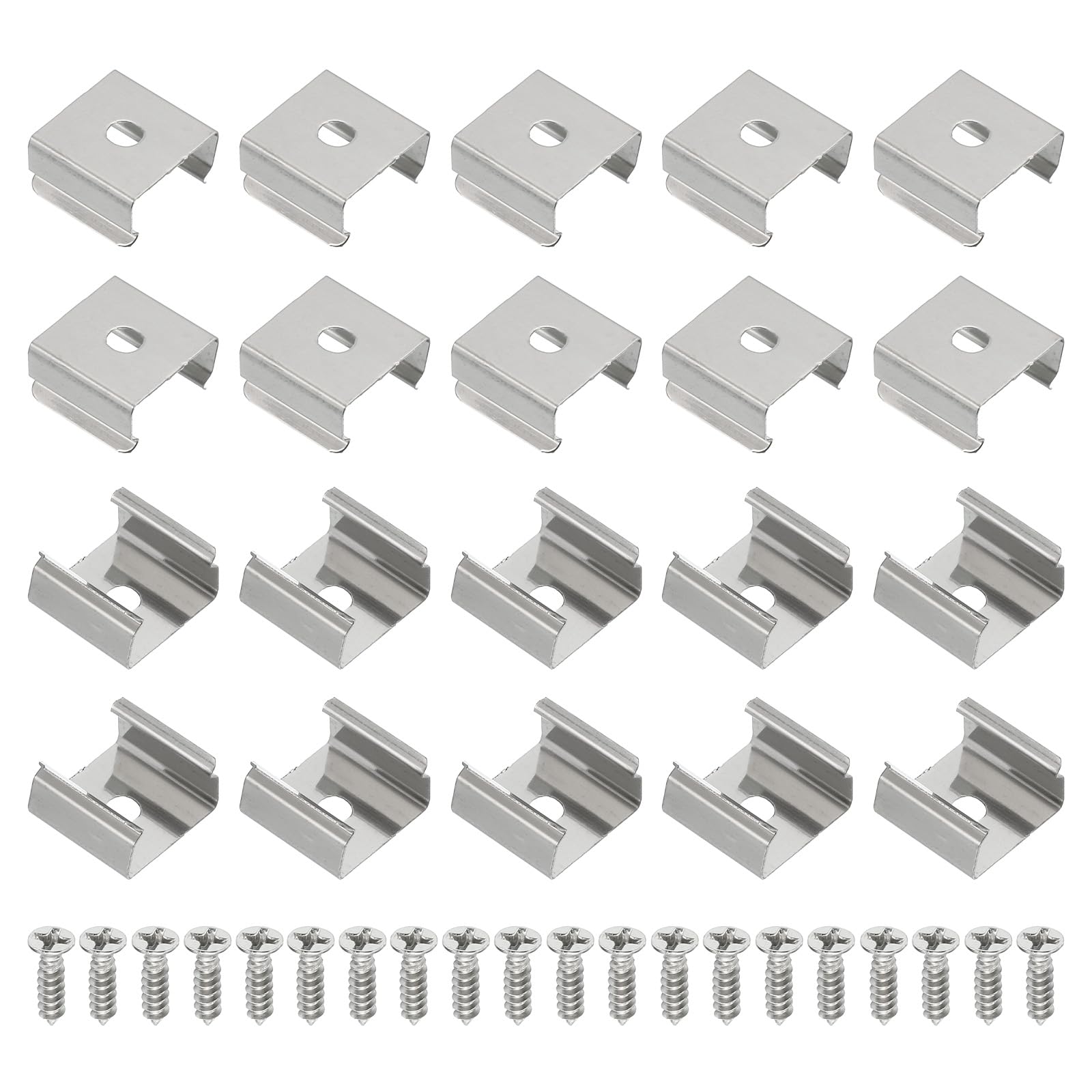 PATIKIL LED Strip Clips, 120pcs Stainless Steel Mounting Brackets Fixing Clip Clamp Support Holder with Screws for 14mm to 15mm LED Strip Lighting Cable