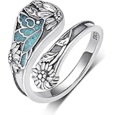 Tajuxa Hummingbird Spoon Ring 925 Sterling Silver Hummingbird Gifts Turquoise Spoon Rings for Women