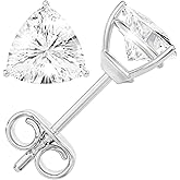 Moissanite Stud Earrings, 0.5ct-3ct D Color VVS1 Clarity Moissanite 14K White Gold Plated Sterling Silver Imitation Diamond Push Back Earrings For Women