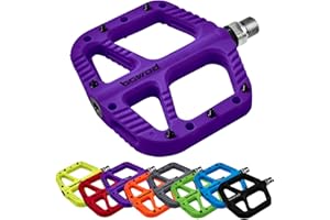 BOWOD MTB Pedals Flat Mountain Bike Pedals Adult, Light and Wide Nylon Composite Bicycle Platform Pedal w Grippy Pins, 9/16" Cr-Mo Spindle 2 Bearings, Clipless Pedals for BMX Gravel Road E.Bike 9/16"