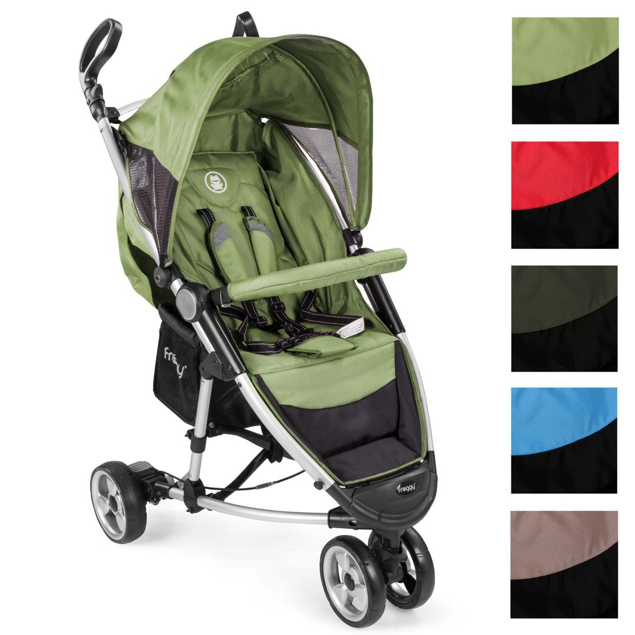 Froggy NEO360 Buggy Aluminium Kinderwagen Jogger ultraleicht 5-Punkt-Sicherheitsgurt kompakt zusammenklappbar Liegefunktion Sonnenverdeck Grün