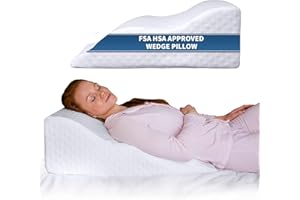 AERIS Fsa Eligible Wedge Pillow for Sleeping -Post Surgery Pillow -Unique Curved Design -Memory Foam- Incline Pillow for Elevation,Pregnancy,Reading,Back & Knee Support,Breathing –,Washable Cover