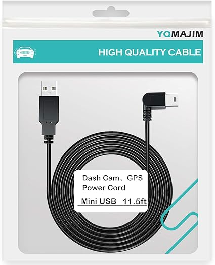 Amazon Co Jp ミニusb充電電源ケーブル ダッシュカム用 11 5フィート L字型 Usb 2 0 Type A Mini B ケーブル 充電コード 車 Gps バックミラーカム バックアップカメラ用 家電 カメラ