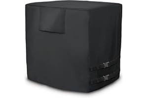STARTWO Air Conditioner Cover for Outside Units - Durable Waterproof Square AC Cover for Outdoor with Windproof Buckles Elastic Hem, Fits up to 30x30x33inches, Black