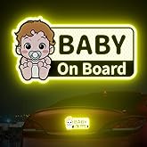 PHIXBEAR Baby On Board Reflective Sticker, Made of 3M DG3, Baby On Board Signs for car, Safety Signs Diamond Strength, Yellow 7.1