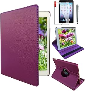 iPad Air 1st Generation case Compatible Models A1474 A1475A1476 MD785LL/A MD876LL/A 360 Rotating Stand with Wake Up/Sleep Function (Purple)
