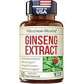 Full-Spectrum Panax Ginseng for Men & Women 1000mg (10% Stem & Leaf Extract) – Korean Ginseng Supplement for Focus, Energy, Performance & Mental Clarity Support – Memory Supplements with Asian Ginsing