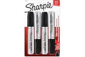Sharpie King Size Permanent Marker Large Chisel Tip Great for Poster Boards Black 4 Count