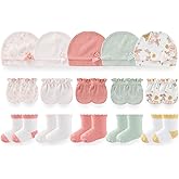 BIGBIGKISS Baby Girls Boys Hats Mittens and Socks Set Cotton Infant Caps Newborn Soft Gloves 0-6 Months
