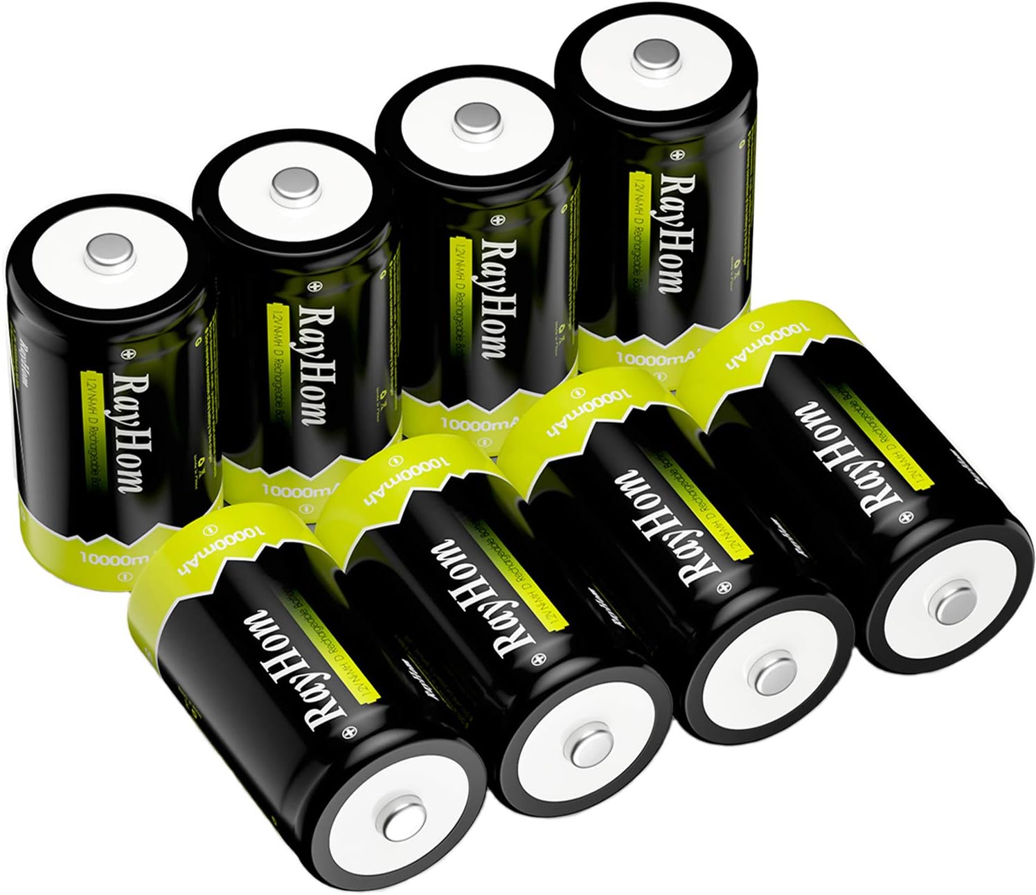 RayHom Rechargeable D Batteries 10,000mAh 8Pack - RayHom Rechargeable D ...