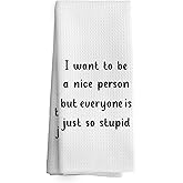 TAEDIN Funny Kitchen Towels Dish Towel Dishcloth 16x24 Inches, Funny Dish Towels with Sayings Towel Decorative Absorbent Hand Tea Towels for Kitchen Bathroom Decor, Humorous Gifts for Women Men