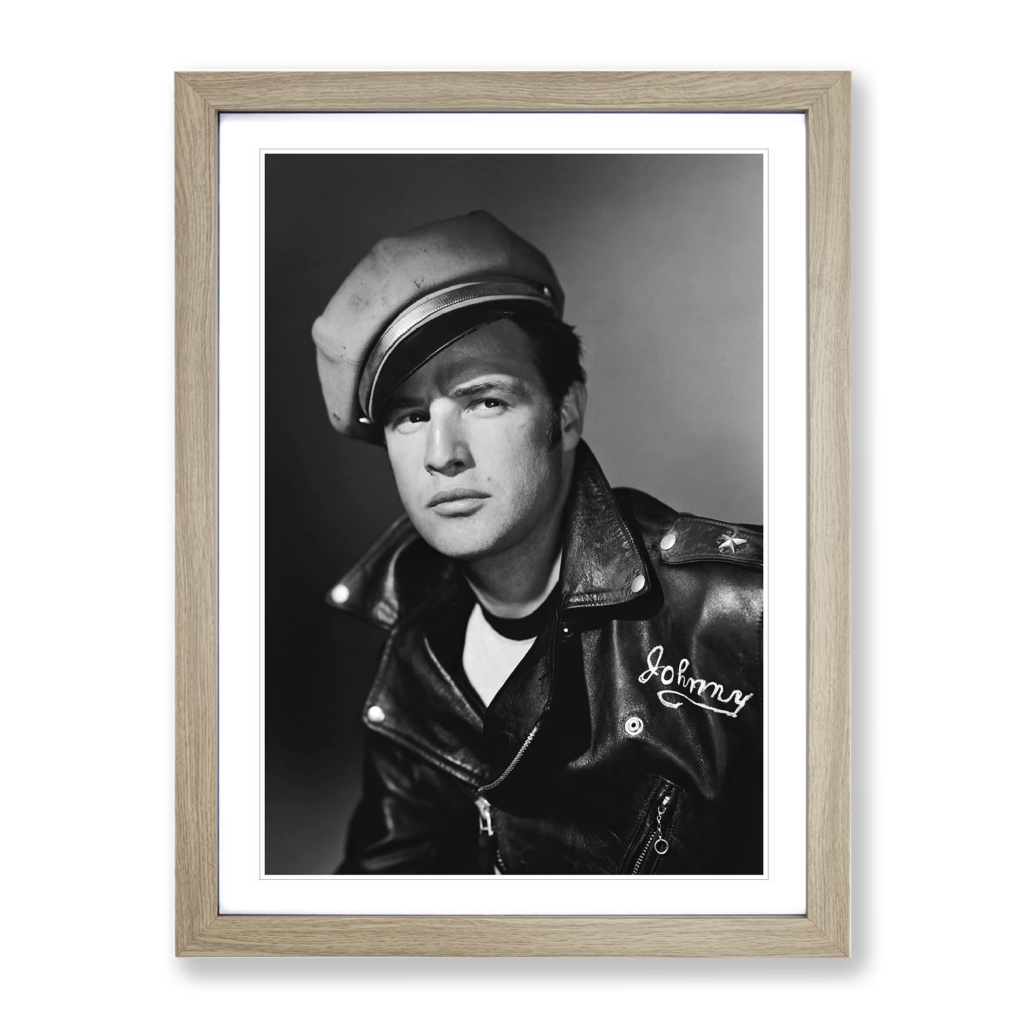 Marlon Brando Modern Framed Wall Art Print, Ready to Hang Picture for Living Room Bedroom Home Office Décor, Oak A3 (34 x 46 cm)