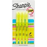 Sharpie&reg; Pocket Style Highlighters, Narrow Chisel Tip, Fluorescent Yellow, 4 Count
