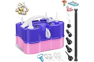 JOBKOO 3-in-1 Electric Balloon Pump, Portable Electric Air Pump for All Balloons Inflatables Dual Nozzle Balloon Blower Machine for Latex 260q Foil Balloons 110V AC Inflator Deflator for Inflatable Pool Bed