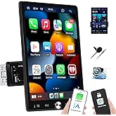 Single Din Car Radio with Wireless Carplay Android Auto,10.4 Inch Vertical Touch Screen Car Stereo Mirror Link,Bluetooth,FM/R