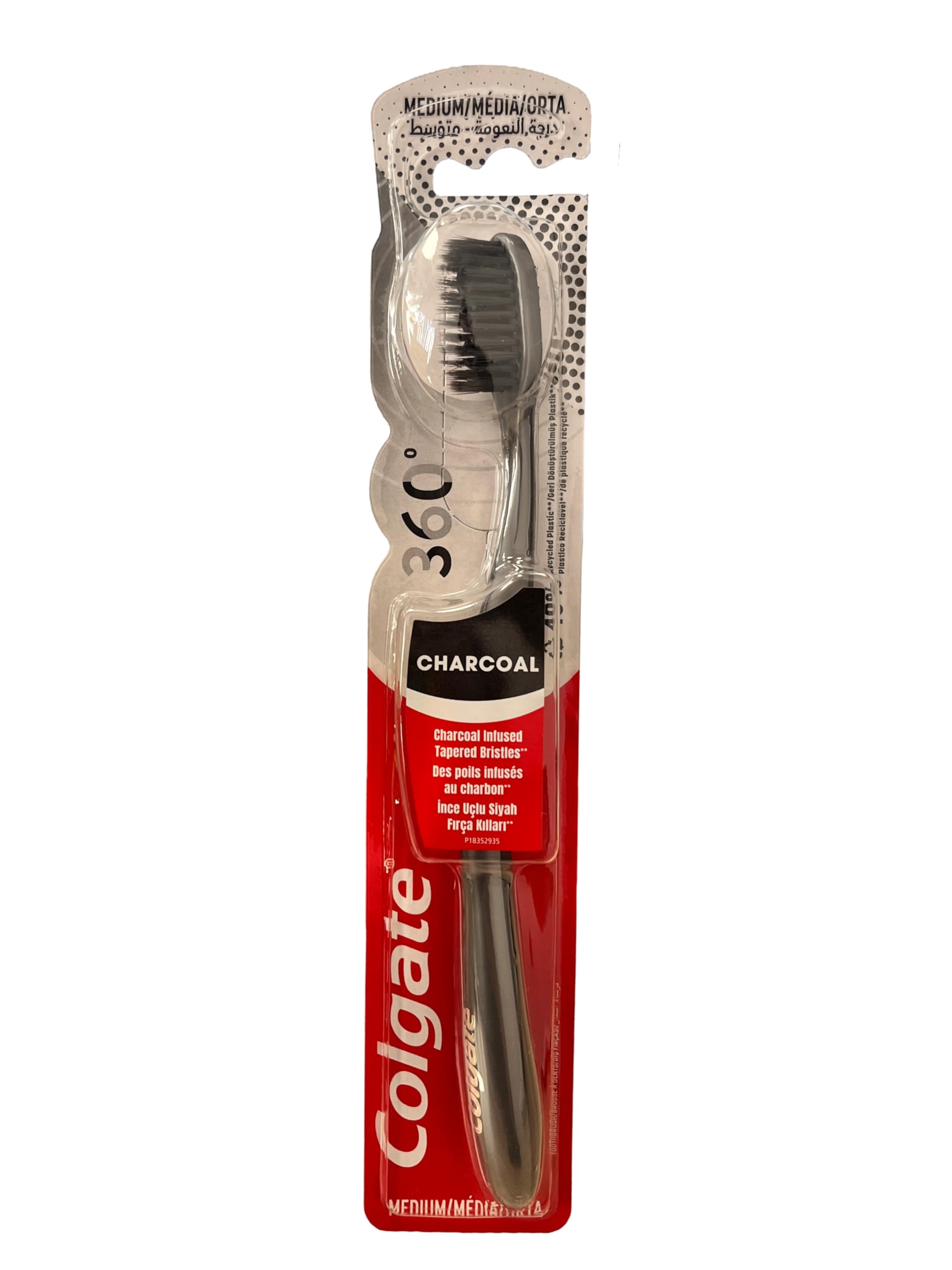 8X Colgate 360° Charcoal Infused Bristles Toothbrush - Medium
