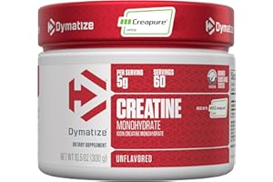 Dymatize 100% Creatine Monohydrate with Creapure, 5g Per Serving, 60 Servings (300g), Creatine for Women and Men, Gluten Free