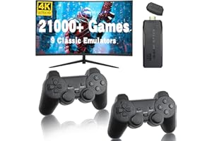 SCRIMEMO Retro Game Stick, 2024 New Wireless Retro Game Console, Nostalgia Game Stick with 21000+ Video Games, 9 Classic Emulators, 4K HDMI Output and 2.4GHz Wireless Controller for TV Plug and Play (64G)