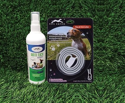 Pets Empire Natural Botanic Essential Oil Added Flea & Tick Collar for Dog Puppy Length 66cm+ Pets Empire 100% Natural Flea Spray for Dogs, Cats & Pets 200ml