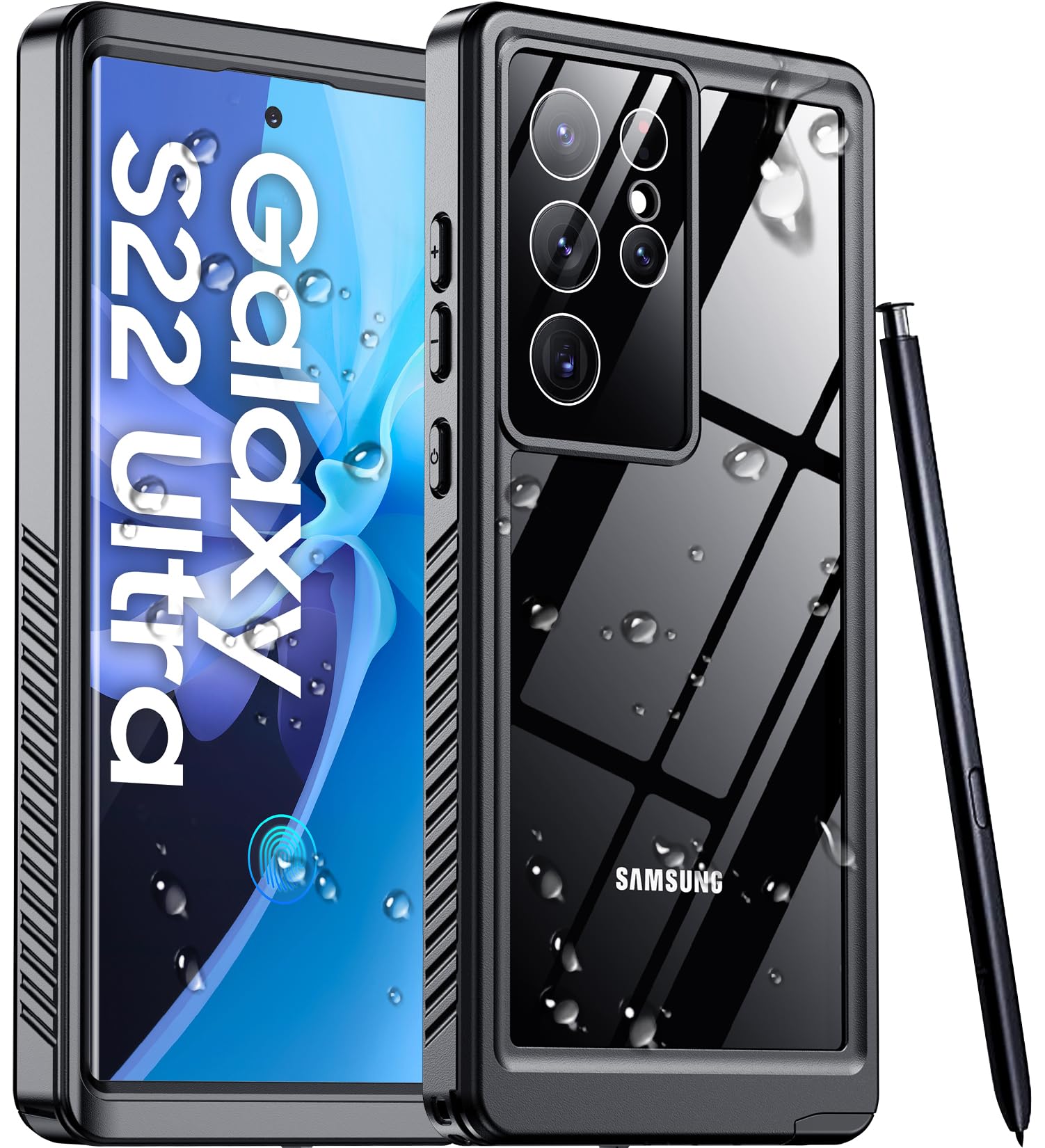 Photo 1 of Temdan Designed for Samsung Galaxy S22 Ultra Case,Waterproof Built-in Lens & Screen Protector [Full Body Shockproof][Military Drop Proof][IP68 Underwater] Phone Case for S22 Ultra 5G-Black (2022)