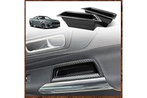 Muslogy for 2024 Mustang Door Handle Storage Box 2PCS Door Pocket Insert Organizer Interior Accessories Armrest Phone Container ABS Tray Compatible with Ford Mustang 2024
