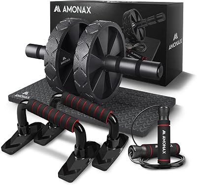 Amonax Ab Wheel Set with Push Up Handles and Skipping Rope