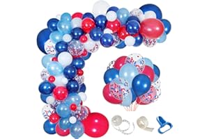 Erweicet Navy Blue Red White Balloon Garland Kit, 139 Pieces, Unisex, Birthday, Confetti, for Baseball, Nautical, July 4th, American Flag Party Decorations