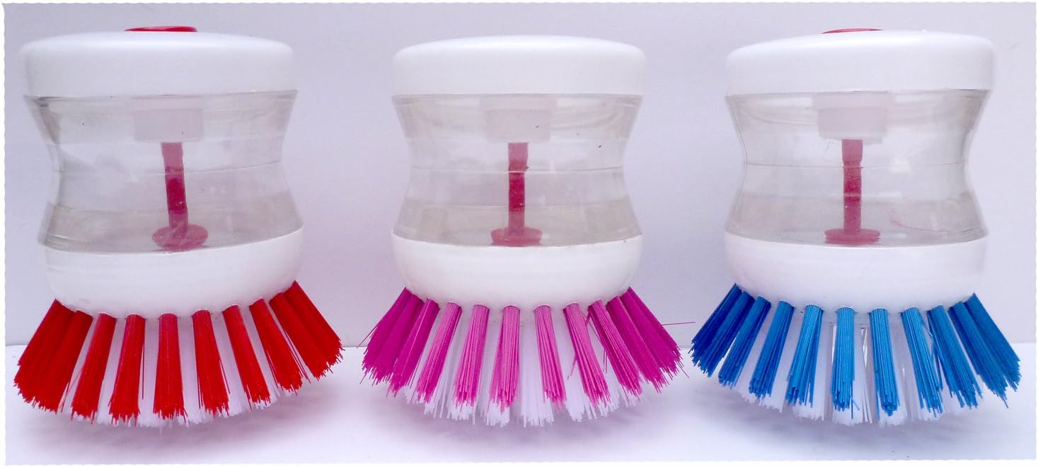 Washing Up Brush With Liquid Saving Dispenser (clear/pink) Amazon.co