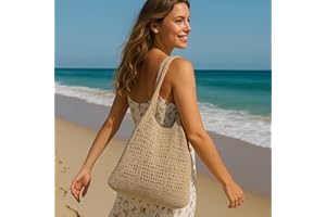 Crochet Beach Bag for Women, Cute Tote Bag Shoulder Purse for Travel Work Shopping Gym Picnic Vacation Beach Accessories