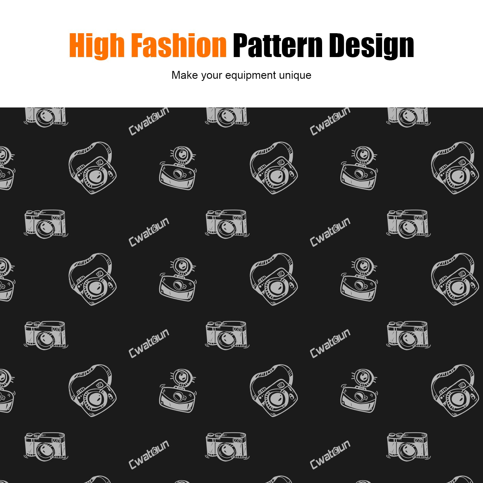 Cwatcun Leather Camera Half Case Compatible with Fujifilm X-T30 II, Vintage Pattern Style Leather Half Case with Magnetic Battery Access, Black