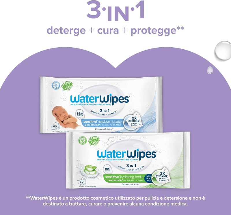 Sensitive +Soothing Wipes, Salviette Lenitive, 6 Confezioni