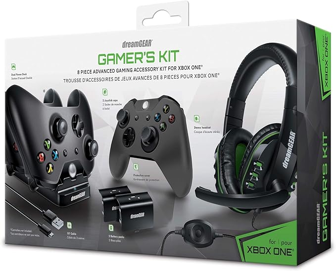dreamGEAR 8 in 1 Gamers Kit for XBOXONE Includes Charging Dock/USB