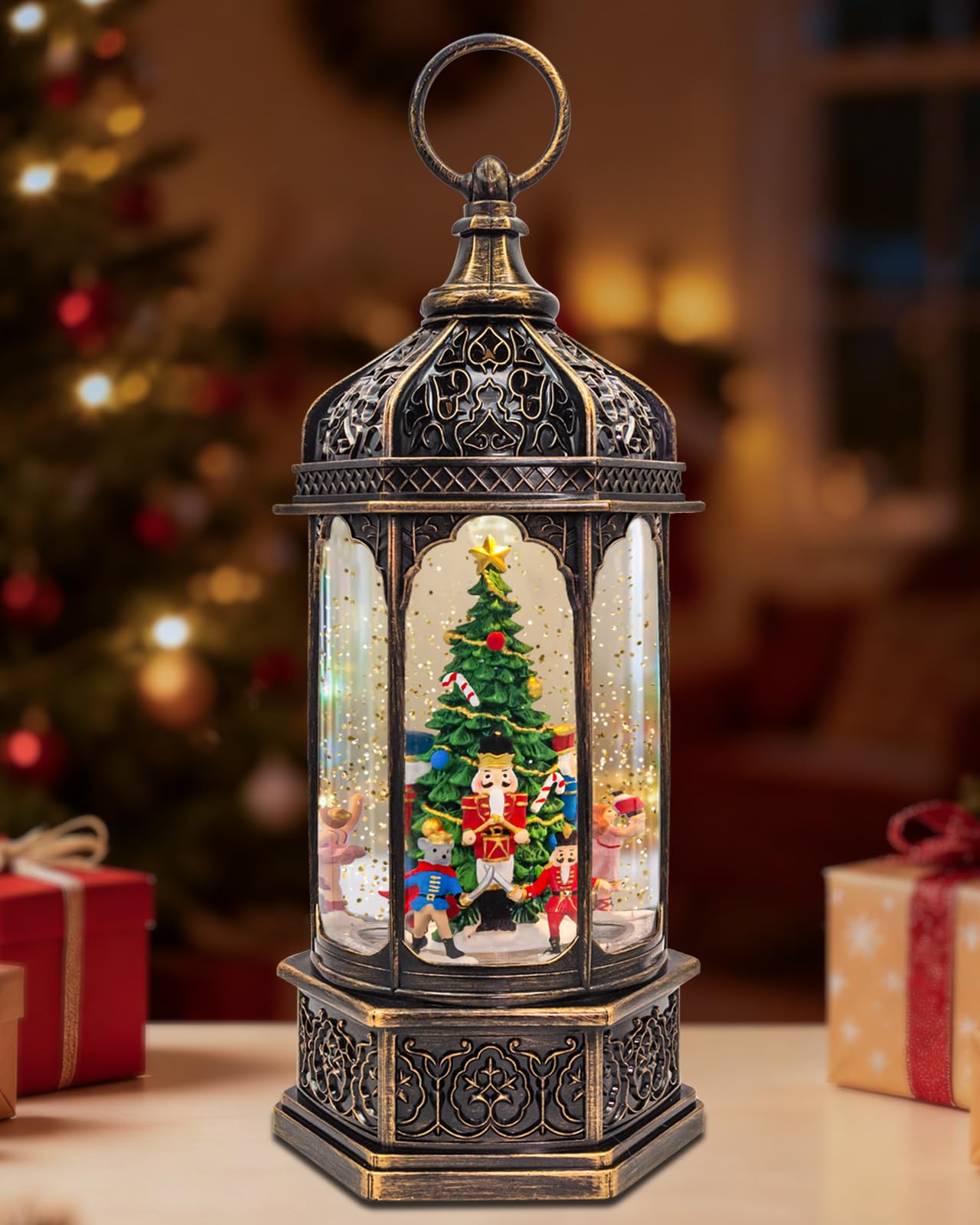 Photo 1 of Extra Large Musical Nutcracker Christmas Tree Snow Globe - Lighted Christmas Snow Globes Lantern with Swirling Glitter, LED Lights, 8 Classic Songs, Xmas Decorations Gift for Adults Men and Women