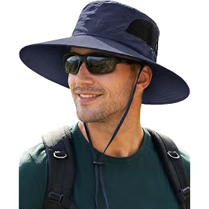 Sun Hats for Men Women UV Sun Protection Waterproof Wide Brim Bucket Hat | UV Protection, Breathable, Adjustable Chin Strap &