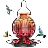 Glass Hummingbird Feeder for Outdoors Hanging, 26Oz